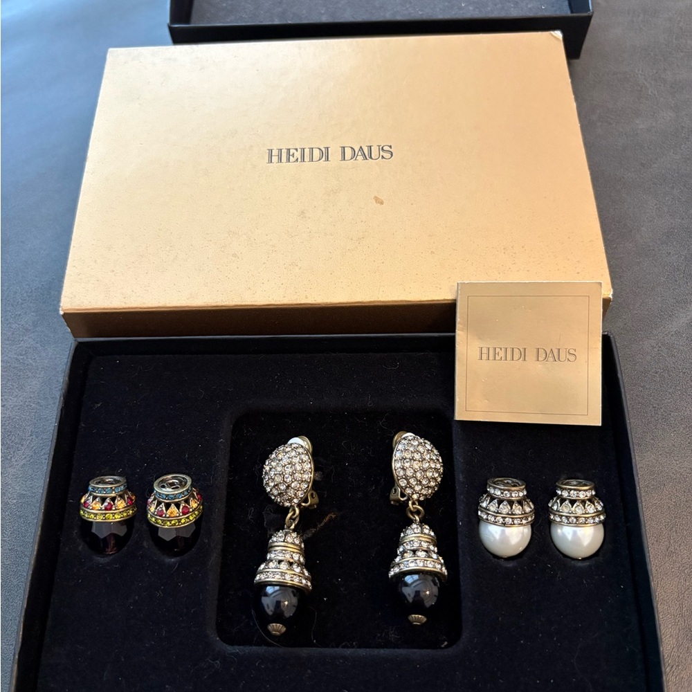 Heidi Daus 3-pair Interchangeable Clip-on Earrings